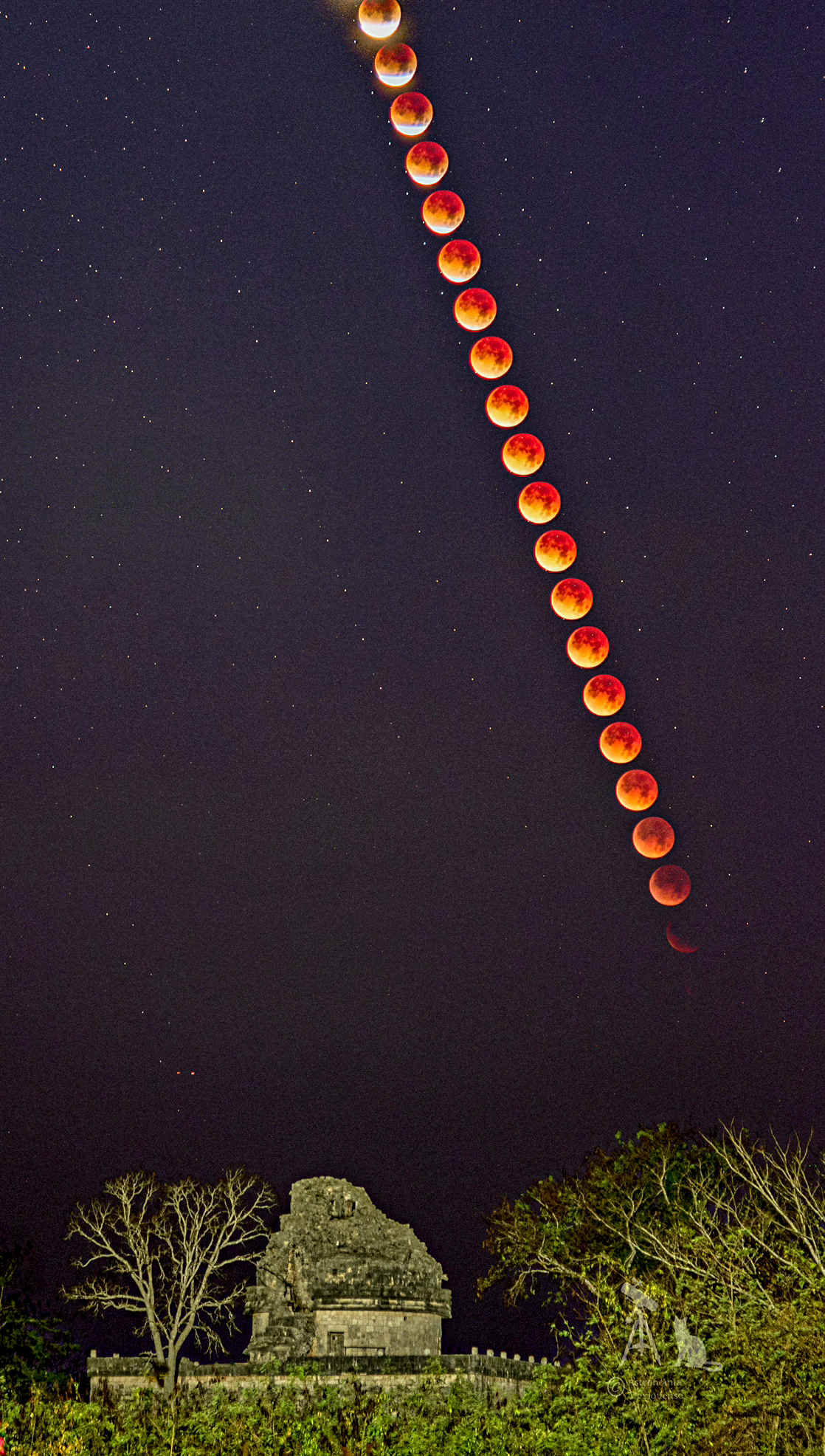 Eclipse Total de Luna desde Chichén Itzá